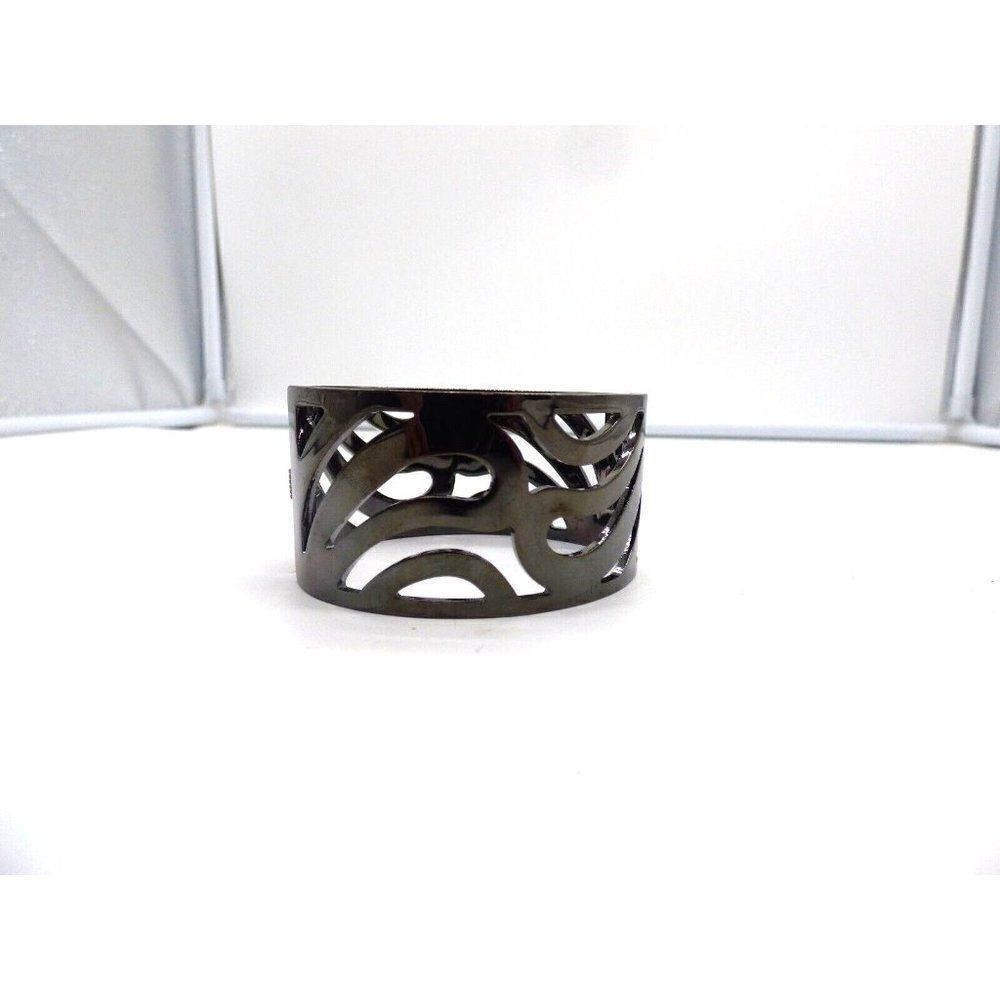 Gunmetal Filigree Spring Bangle Bracelet